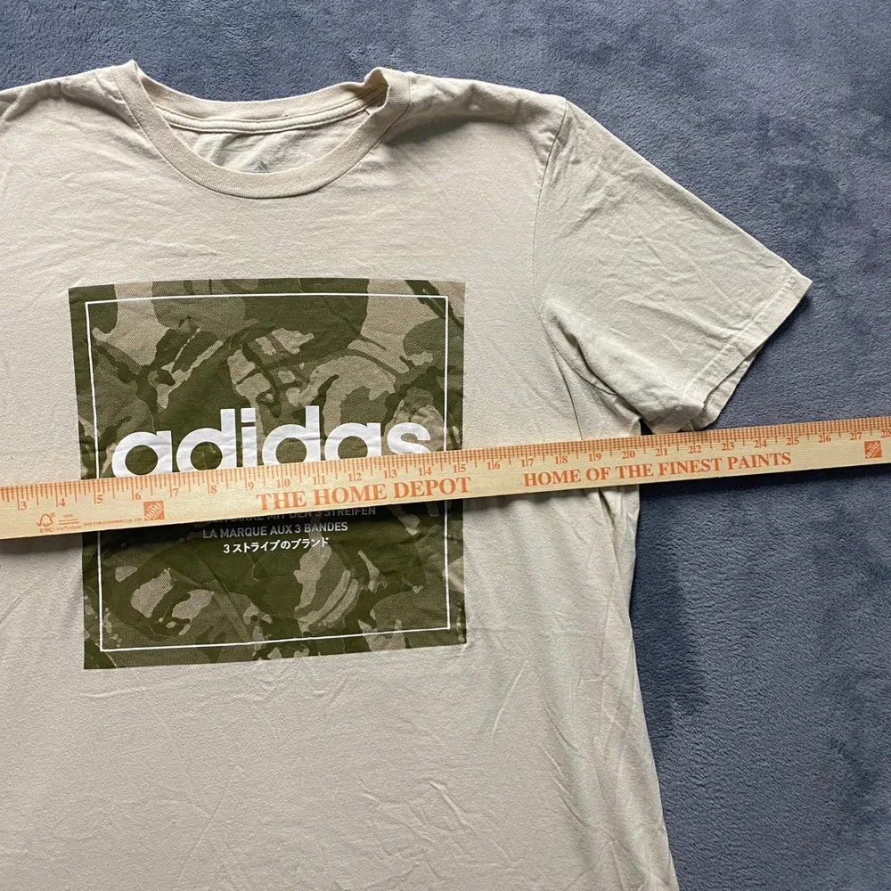 Adidas Amplifier Tee Mens Large Tan Camo Box Logo Graphic T-Shirt